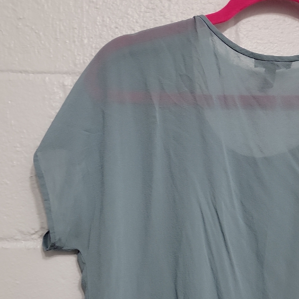 Eileen Fisher 100% Silk Boxy Top | Light Blue Short Sleeve | M - Picture 12 of 16